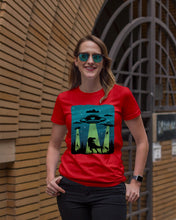 Load image into Gallery viewer, UFA Dinosaur T Rex Sky Full Of Stars Ladies Tee
