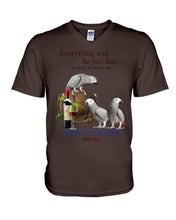 Load image into Gallery viewer, Everything Will Be Just Fine African Grey Parrot And Wine Gift For Bird Lovers Guys V-Neck
