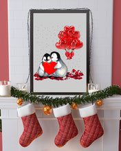 Load image into Gallery viewer, Penguin Forever Love With Red Heart Balloon Gift For Penguin Lovers Vertical Poster
