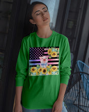 Load image into Gallery viewer, Pig America Flag Sunflower Special Custom Design Unisex Long Sleeve
