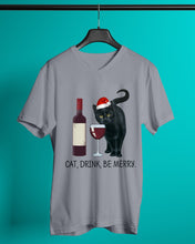 Load image into Gallery viewer, Cat Drink And Be Merry Meaningful Gift For Women Guys V-Neck

