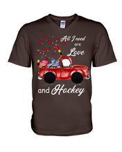 Load image into Gallery viewer, All I Need Are Love And Hockey Gift For Hockey Players Guys V-Neck
