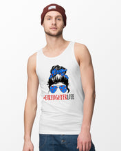 Load image into Gallery viewer, Firefighter Make You Life Safe Lady With Blue Ribbonhead Gift For Women Unisex Tank Top
