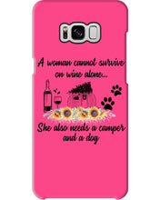 Load image into Gallery viewer, A Woman Cannot Survive On Wine Alone She Also Needs A Camper And A Dog Phone case
