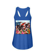 Load image into Gallery viewer, American Flag Sky Flower German Shepherd Gift For Dog Lovers Ladies Flowy Tank
