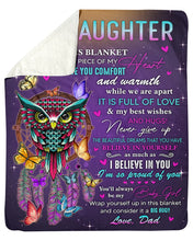 Load image into Gallery viewer, Owl Dreamcatcher Dad Gift For Daughter Believe In Yourself Sherpa Blanket
