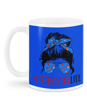 Load image into Gallery viewer, Firefighter Make You Life Safe Lady With Blue Ribbonhead Gift For Women Mug
