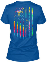 Load image into Gallery viewer, Veterinary Symbol LPN America Flag Unique Custom Design Ladies Tee
