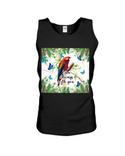 Load image into Gallery viewer, Scarlet Macaw With Butterflies I Am Always With You Gift For Lover Unisex Tank Top
