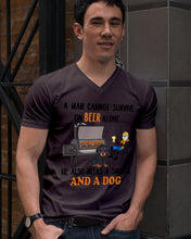 Load image into Gallery viewer, A Man Loves Beer And Dachshund Gift For Dog Lovers Guys V-Neck
