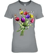 Load image into Gallery viewer, Vintage Funny Donkey With Tulip Trending For Donkey Lovers Ladies Tee
