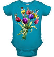 Load image into Gallery viewer, Vintage Funny Donkey With Tulip Trending For Donkey Lovers Baby Onesie
