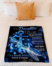 Load image into Gallery viewer, Mom Gift For Daughter With Turtle And Rose Love You Always Fleece Blanket
