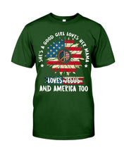 Load image into Gallery viewer, Good Girl Loves Her Mama Loves Jesus and America Too Design Guys Tee
