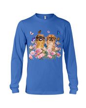 Load image into Gallery viewer, Pekingese With Peonies Gift For Dog Lovers Unisex Long Sleeve
