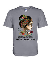 Load image into Gallery viewer, Nerdy Dirty Inked And Curvy Funny Gift For Friends Guys V-Neck
