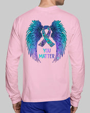 Load image into Gallery viewer, You Matter Ribbon Awareness With Angel Wings Unisex Long Sleeve
