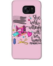 Load image into Gallery viewer, She Works Willingly With Her Hands Gift For Sew Lovers Phone case
