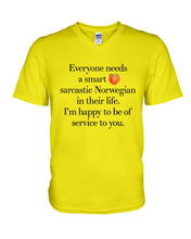 Load image into Gallery viewer, Everyone Needs A Smart Sarcastic Norwegian In Their Life Custom Design Guys V-Neck
