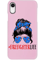 Load image into Gallery viewer, Firefighter Make You Life Safe Lady With Blue Ribbonhead Gift For Women Phone case
