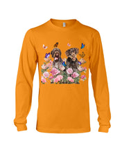 Load image into Gallery viewer, German Wirehaired Pointer With Peonies Gift For Dog Lovers Unisex Long Sleeve
