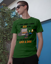 Load image into Gallery viewer, A Man Loves Beer And Dachshund Gift For Dog Lovers Guys Tee
