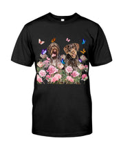 Load image into Gallery viewer, German Wirehaired Pointer With Peonies Gift For Dog Lovers Guys Tee
