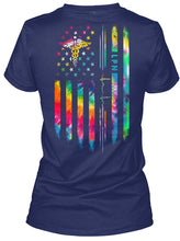 Load image into Gallery viewer, Veterinary Symbol LPN America Flag Unique Custom Design Ladies V-Neck
