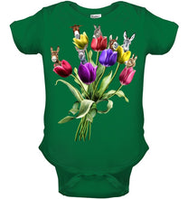 Load image into Gallery viewer, Vintage Funny Donkey With Tulip Trending For Donkey Lovers Baby Onesie
