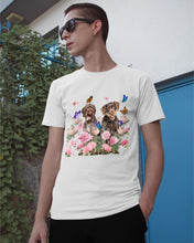 Load image into Gallery viewer, German Wirehaired Pointer With Peonies Gift For Dog Lovers Guys Tee
