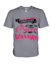 Load image into Gallery viewer, Princess And Warrior Breast Cancer Awareness  Special Custom Design Guys V-Neck
