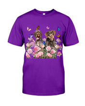 Load image into Gallery viewer, German Wirehaired Pointer With Peonies Gift For Dog Lovers Guys Tee
