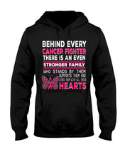 Load image into Gallery viewer, Behind Every Breast Cancer Fighter There Is An Even Stronger Family Hoodie

