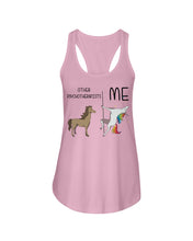 Load image into Gallery viewer, Funny Difference Between Me And Other Psychotherapists Unicorn And Horse Ladies Flowy Tank
