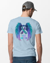 Load image into Gallery viewer, You Matter Ribbon Awareness With Angel Wings Guys Tee
