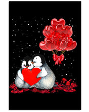 Load image into Gallery viewer, Penguin Forever Love With Red Heart Balloon Gift For Penguin Lovers Vertical Poster
