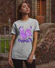 Load image into Gallery viewer, Chicken Purple Butterflies Gift For Chicken Lovers Guys Tee
