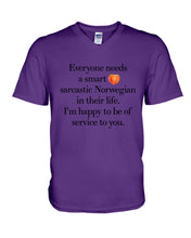 Load image into Gallery viewer, Everyone Needs A Smart Sarcastic Norwegian In Their Life Custom Design Guys V-Neck
