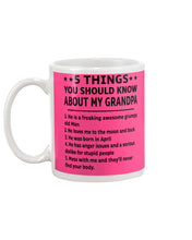 Load image into Gallery viewer, 5 Things You Should Know About My April Grandpa For Birthday Gift Mug

