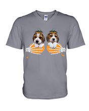 Load image into Gallery viewer, Beagle Hand Bones My Breast Gift For Dog Lovers Guys V-Neck
