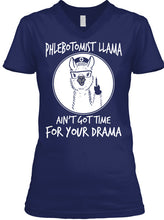 Load image into Gallery viewer, Phlebotomist Llama Ain't Got Time For Your Drama Ladies V-Neck
