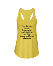 Load image into Gallery viewer, I'm A German Woman I'm Great At Multi Tasking Gift For Women Ladies Flowy Tank
