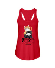 Load image into Gallery viewer, 2020 The Year When Shit Got Real Trending For Cat Lovers Ladies Flowy Tank
