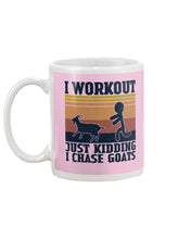 Load image into Gallery viewer, I Workout Just Kidding I Chase Goats Retro Vintage For Goat Lovers Mug
