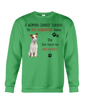 Load image into Gallery viewer, A Woman Cannot Survive Self-Quarantine Alone She Also Needs Her Jack Russell Sweatshirt
