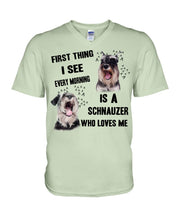 Load image into Gallery viewer, I See Every Morning Is A Schnauzer Who Loves Me Guys V-Neck
