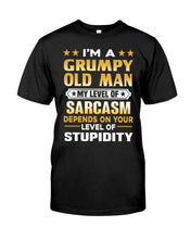 Load image into Gallery viewer, Level Of Grumpy Old Man Level Of Stupidity Family Gift Guys Tee
