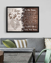 Load image into Gallery viewer, Deer I Choose You Custom Name Gift For Fiance Framed Matte Canvas
