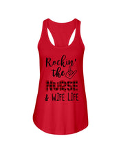 Load image into Gallery viewer, Vintage Funny Rockin' The Nurse And Wife Life Custom Ladies Flowy Tank
