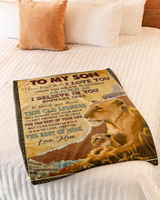 Load image into Gallery viewer, When Life Tries To Knock You Down Lion Mom And Her Child Mama Gift For Son Fleece Blanket
